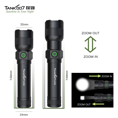 TANK007探客戶(hù)外直充調(diào)焦手電筒KZ02 LED變焦強(qiáng)光手電