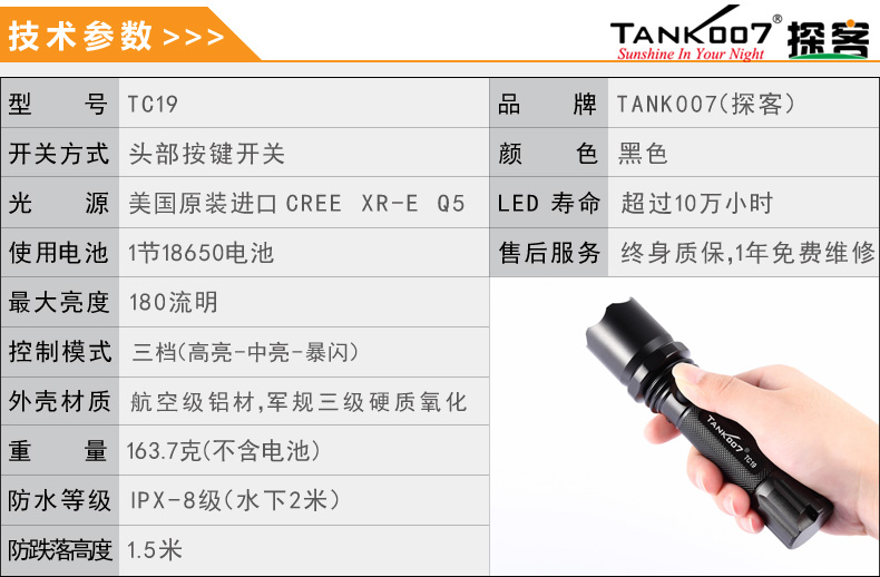 選購強光手電筒什么品牌好？探客TANK007手電筒生產(chǎn)廠家